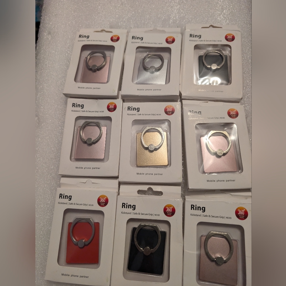 9 Pack -Mobile Phone Ring Holder - Assorted Colors